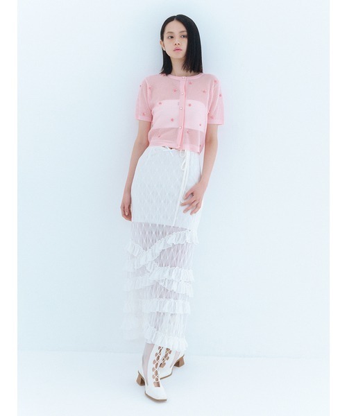 FURFUR(ファーファー)の「プティフラワーカーディガン(カーディガン/ボレロ・レディース・ホワイト/ブラック/ピンク・FREE)」の5枚目の写真