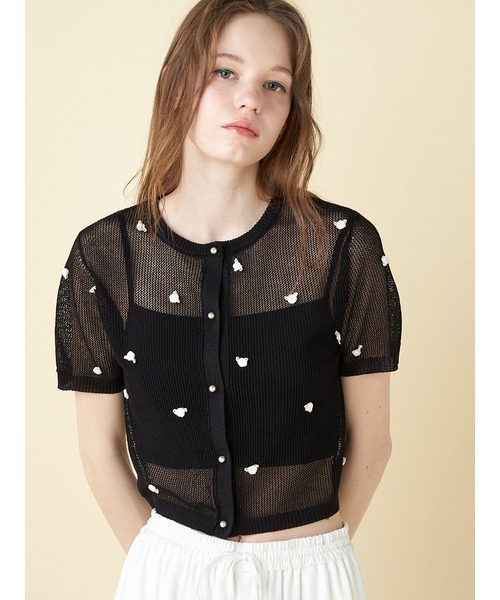 FURFUR(ファーファー)の「プティフラワーカーディガン(カーディガン/ボレロ・レディース・ホワイト/ブラック/ピンク・FREE)」の6枚目の写真