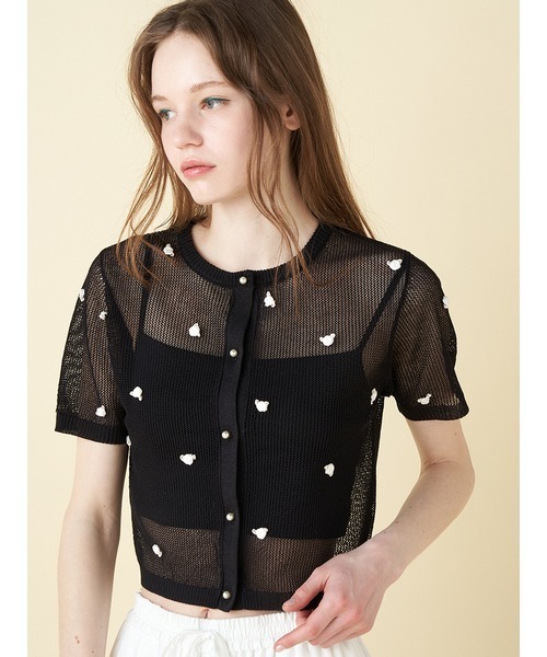 FURFUR(ファーファー)の「プティフラワーカーディガン(カーディガン/ボレロ・レディース・ホワイト/ブラック/ピンク・FREE)」の8枚目の写真