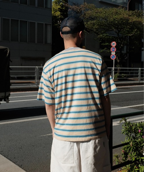 WALLA WALLA SPORT（ワラワラスポーツ）の「WALLA WALLA SPORT / ワラワラスポーツ S/S STRIPE TEE（Tシャツ/カットソー・メンズ・ブラック/ベージュ/ネイビー・MEDIUM/LARGE/X-LARGE）」の20枚目の写真