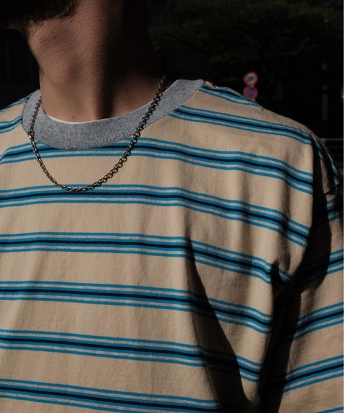 WALLA WALLA SPORT（ワラワラスポーツ）の「WALLA WALLA SPORT / ワラワラスポーツ S/S STRIPE TEE（Tシャツ/カットソー・メンズ・ブラック/ベージュ/ネイビー・MEDIUM/LARGE/X-LARGE）」の21枚目の写真