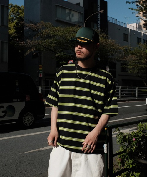 WALLA WALLA SPORT（ワラワラスポーツ）の「WALLA WALLA SPORT / ワラワラスポーツ S/S STRIPE TEE（Tシャツ/カットソー・メンズ・ブラック/ベージュ/ネイビー・MEDIUM/LARGE/X-LARGE）」の11枚目の写真