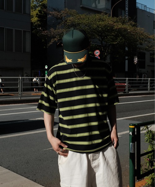 WALLA WALLA SPORT（ワラワラスポーツ）の「WALLA WALLA SPORT / ワラワラスポーツ S/S STRIPE TEE（Tシャツ/カットソー・メンズ・ブラック/ベージュ/ネイビー・MEDIUM/LARGE/X-LARGE）」の4枚目の写真