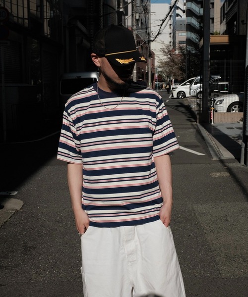 WALLA WALLA SPORT（ワラワラスポーツ）の「WALLA WALLA SPORT / ワラワラスポーツ S/S STRIPE TEE（Tシャツ/カットソー・メンズ・ブラック/ベージュ/ネイビー・MEDIUM/LARGE/X-LARGE）」の5枚目の写真