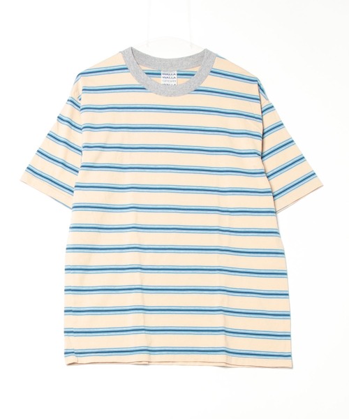 WALLA WALLA SPORT（ワラワラスポーツ）の「WALLA WALLA SPORT / ワラワラスポーツ S/S STRIPE TEE（Tシャツ/カットソー・メンズ・ブラック/ベージュ/ネイビー・MEDIUM/LARGE/X-LARGE）」の8枚目の写真