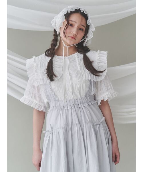 merry jenny(メリージェニー)の「ストライプリボンフレアジャンスカ(ジャンパースカート・レディース・ピンク/グリーン/ライトブルー・FREE)」の9枚目の写真