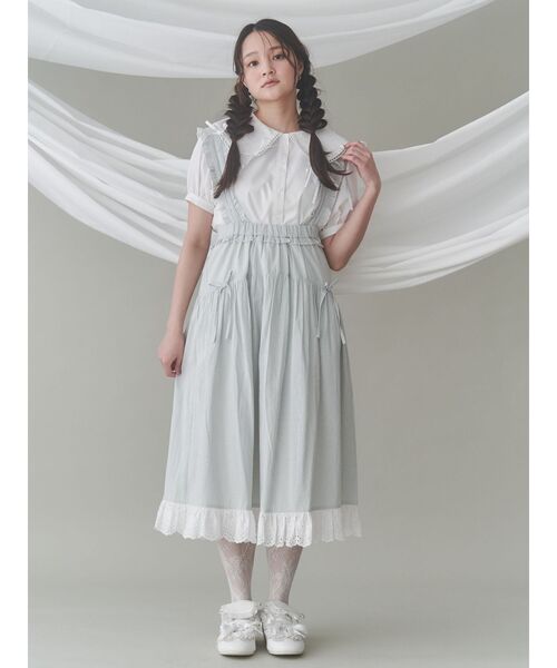 merry jenny(メリージェニー)の「ストライプリボンフレアジャンスカ(ジャンパースカート・レディース・ピンク/グリーン/ライトブルー・FREE)」の11枚目の写真