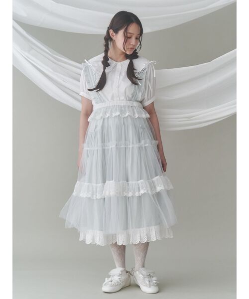 merry jenny(メリージェニー)の「ストライプリボンフレアジャンスカ(ジャンパースカート・レディース・ピンク/グリーン/ライトブルー・FREE)」の13枚目の写真