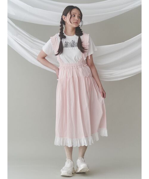 merry jenny(メリージェニー)の「ストライプリボンフレアジャンスカ(ジャンパースカート・レディース・ピンク/グリーン/ライトブルー・FREE)」の16枚目の写真