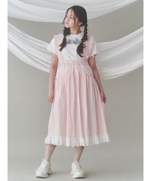 merry jenny(メリージェニー)の「ストライプリボンフレアジャンスカ(ジャンパースカート・レディース・ピンク/グリーン/ライトブルー・FREE)」の17枚目の写真