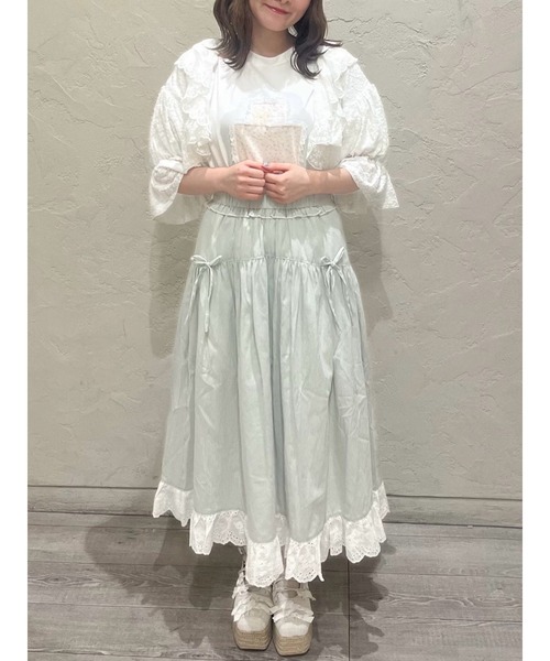 merry jenny(メリージェニー)の「ストライプリボンフレアジャンスカ(ジャンパースカート・レディース・ピンク/グリーン/ライトブルー・FREE)」の2枚目の写真