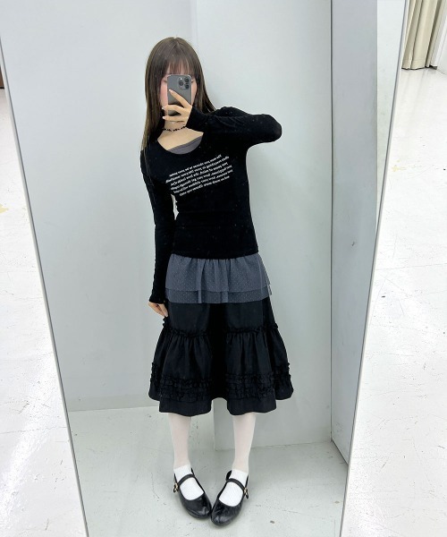 4INT.（フォイント）の「シースルー レタリング ラウンドネック 長袖 Tシャツ（Tシャツ/カットソー・レディース・ホワイト/ブラック/ベージュ/グレー・FREE）」の16枚目の写真