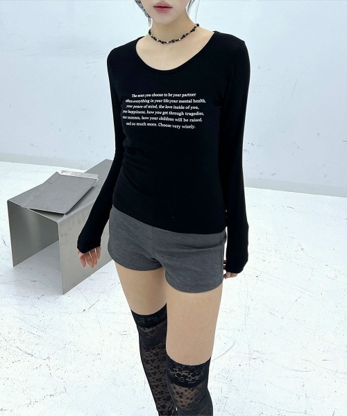 4INT.（フォイント）の「シースルー レタリング ラウンドネック 長袖 Tシャツ（Tシャツ/カットソー・レディース・ホワイト/ブラック/ベージュ/グレー・FREE）」の21枚目の写真