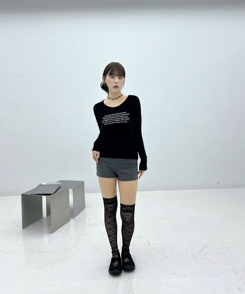4INT.（フォイント）の「シースルー レタリング ラウンドネック 長袖 Tシャツ（Tシャツ/カットソー・レディース・ホワイト/ブラック/ベージュ/グレー・FREE）」の22枚目の写真