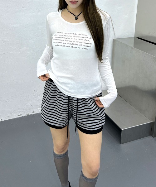 4INT.（フォイント）の「シースルー レタリング ラウンドネック 長袖 Tシャツ（Tシャツ/カットソー・レディース・ホワイト/ブラック/ベージュ/グレー・FREE）」の10枚目の写真