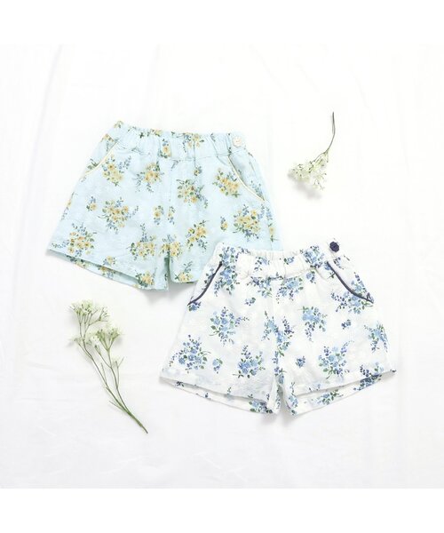 apres les cours（アプレレクール）の「【リンク】レースフラワーショートパンツ（その他パンツ・キッズ・サックスブルー/オフホワイト・110/100/90/80/140/130/120）」の6枚目の写真