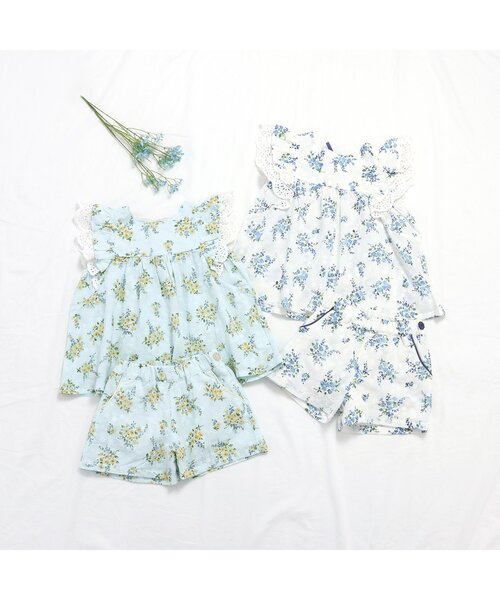 apres les cours（アプレレクール）の「【リンク】レースフラワーショートパンツ（その他パンツ・キッズ・サックスブルー/オフホワイト・110/100/90/80/140/130/120）」の7枚目の写真