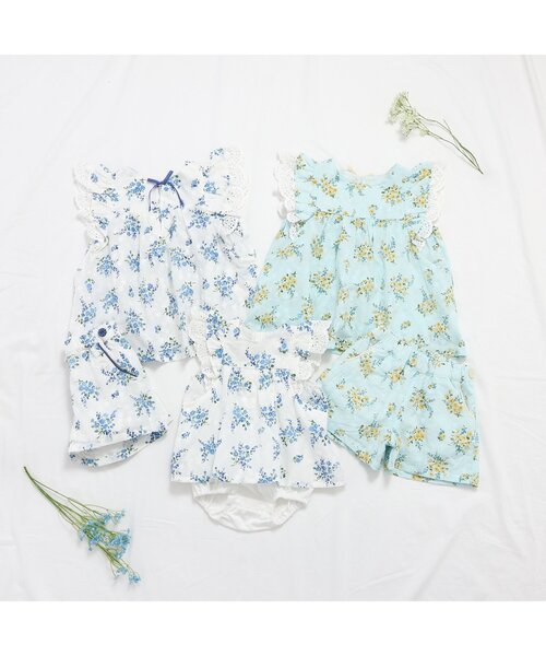 apres les cours（アプレレクール）の「【リンク】レースフラワーショートパンツ（その他パンツ・キッズ・サックスブルー/オフホワイト・110/100/90/80/140/130/120）」の8枚目の写真