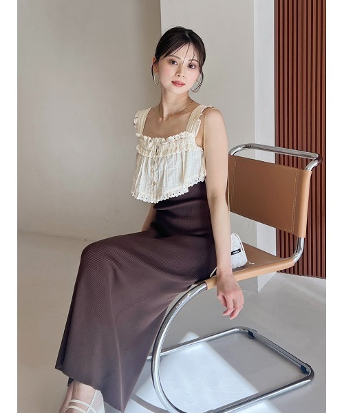 SNIDEL レースドッキングニットワンピース BRW スナイデル SNIDEL レースドッキングニットワンピース （BRW） -靴