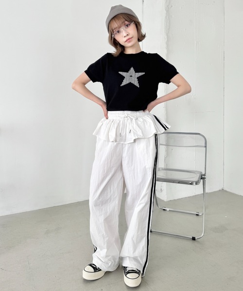 SOLLON.(ソルロン)の「ウエストフリルサイドラインナイロンパンツ(その他パンツ・レディース・ネイビー/ワインレッド/ホワイト/ブラック/チャコールグレー・FREE)」の17枚目の写真