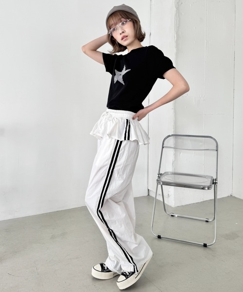 SOLLON.(ソルロン)の「ウエストフリルサイドラインナイロンパンツ(その他パンツ・レディース・ネイビー/ワインレッド/ホワイト/ブラック/チャコールグレー・FREE)」の16枚目の写真