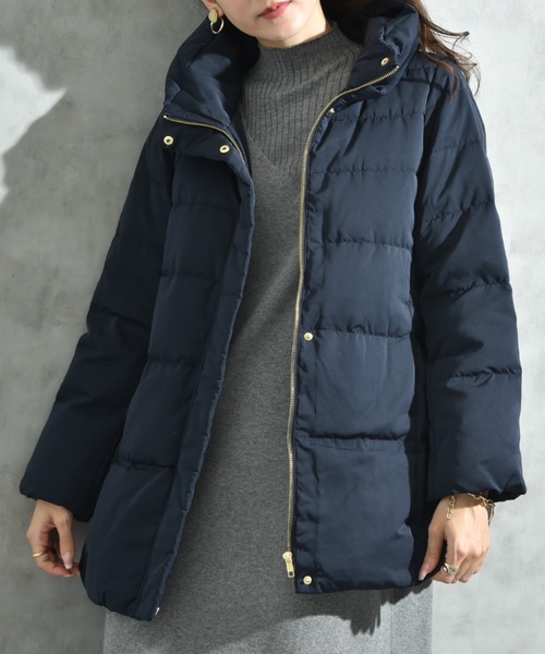 INTERPLANET（インタープラネット）の「ピーチスキンミドルダウン（ダウンジャケット/コート・レディース・ネイビー/グレイッシュベージュ/ブラック/ベージュ・LARGE/MEDIUM）」の4枚目の写真