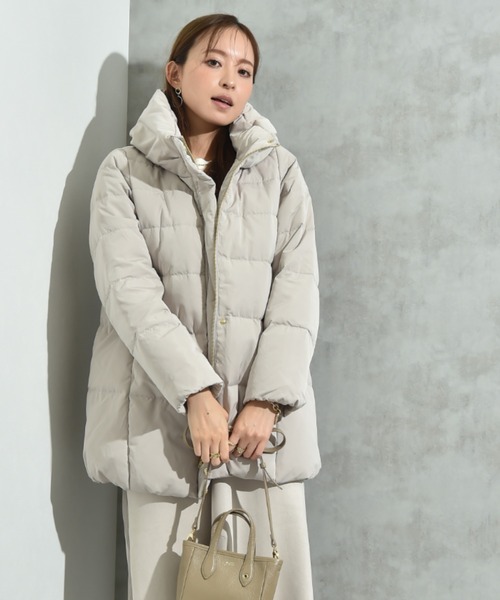 INTERPLANET（インタープラネット）の「ピーチスキンミドルダウン（ダウンジャケット/コート・レディース・ネイビー/グレイッシュベージュ/ブラック/ベージュ・LARGE/MEDIUM）」の11枚目の写真