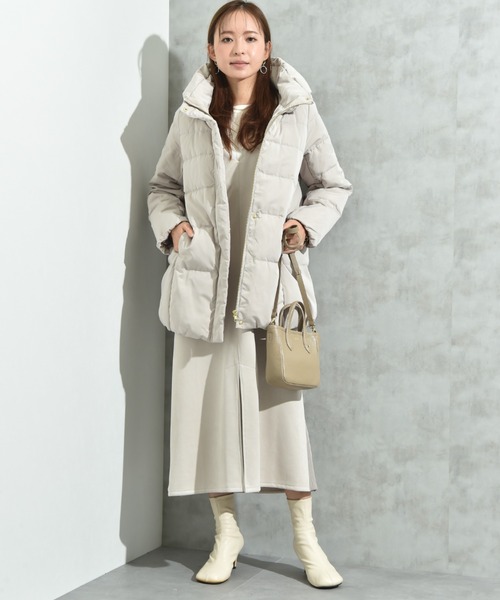 INTERPLANET（インタープラネット）の「ピーチスキンミドルダウン（ダウンジャケット/コート・レディース・ネイビー/グレイッシュベージュ/ブラック/ベージュ・LARGE/MEDIUM）」の15枚目の写真