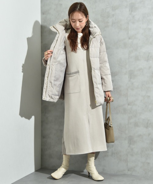 INTERPLANET（インタープラネット）の「ピーチスキンミドルダウン（ダウンジャケット/コート・レディース・ネイビー/グレイッシュベージュ/ブラック/ベージュ・LARGE/MEDIUM）」の14枚目の写真