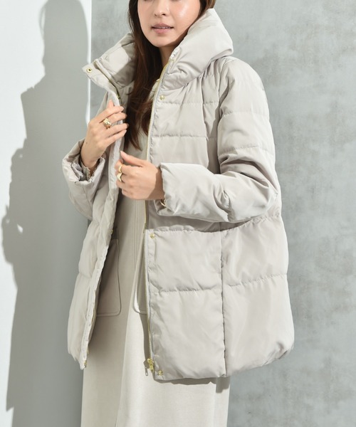 INTERPLANET（インタープラネット）の「ピーチスキンミドルダウン（ダウンジャケット/コート・レディース・ネイビー/グレイッシュベージュ/ブラック/ベージュ・LARGE/MEDIUM）」の20枚目の写真