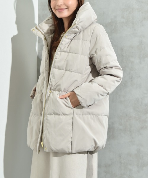 INTERPLANET（インタープラネット）の「ピーチスキンミドルダウン（ダウンジャケット/コート・レディース・ネイビー/グレイッシュベージュ/ブラック/ベージュ・LARGE/MEDIUM）」の7枚目の写真