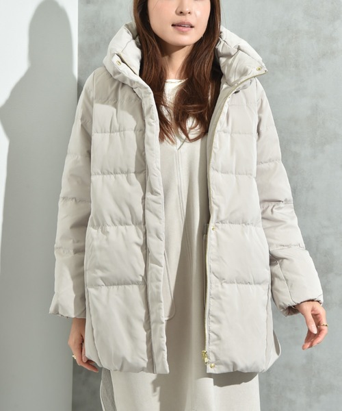 INTERPLANET（インタープラネット）の「ピーチスキンミドルダウン（ダウンジャケット/コート・レディース・ネイビー/グレイッシュベージュ/ブラック/ベージュ・LARGE/MEDIUM）」の8枚目の写真