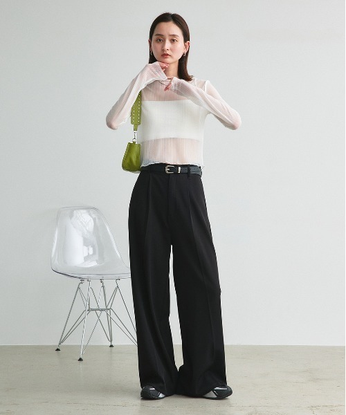 ad thie(アドティエ)の「ラメストライプ シアーカットソー(Tシャツ/カットソー・レディース・オフホワイト/ブラック・FREE)」の13枚目の写真