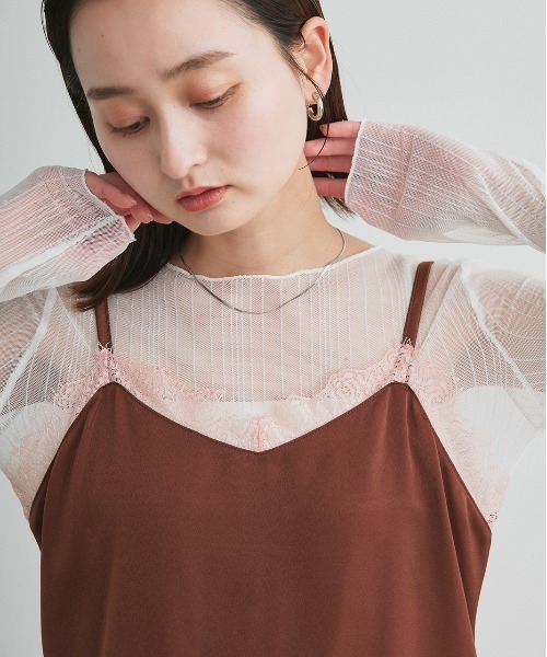 ad thie(アドティエ)の「ラメストライプ シアーカットソー(Tシャツ/カットソー・レディース・オフホワイト/ブラック・FREE)」の3枚目の写真