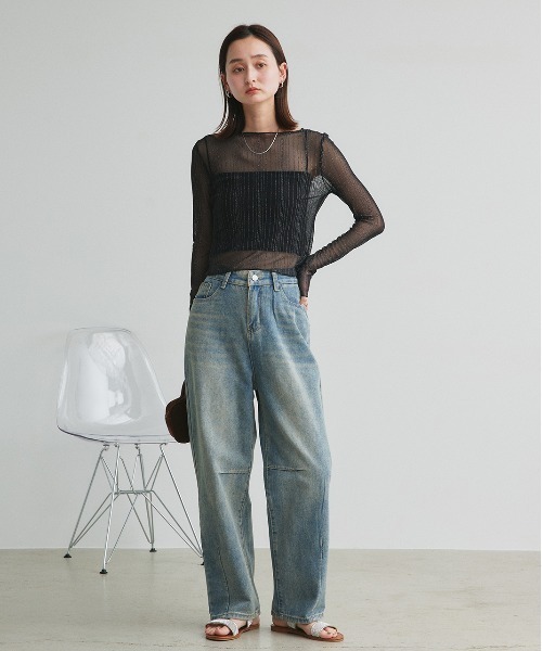 ad thie(アドティエ)の「ラメストライプ シアーカットソー(Tシャツ/カットソー・レディース・オフホワイト/ブラック・FREE)」の20枚目の写真