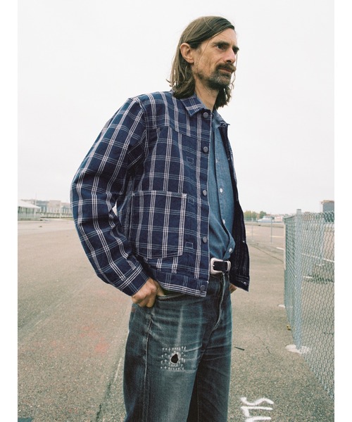 Nudie Jeans(ヌーディージーンズ)の「Nudie Jeans/ヌーディージーンズ Dante II / インディゴチェックジャケット / Blue(その他アウター・メンズ・ブルー・S/M/L)」の5枚目の写真