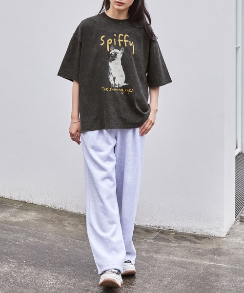 ヴィンテージ加工 アニマルプリントキャット半袖Tシャツ MONO