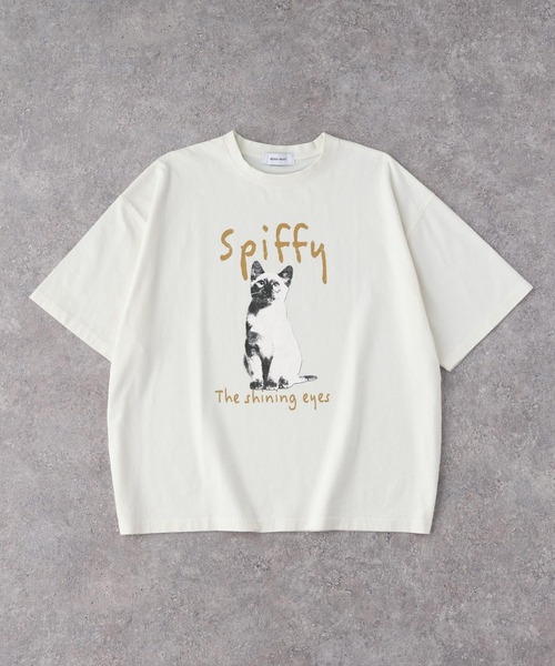 ヴィンテージ加工 アニマルプリントキャット半袖Tシャツ MONO
