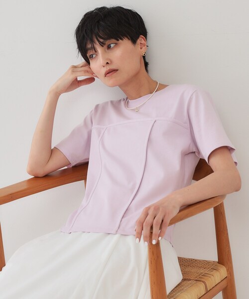 OPAQUE.CLIP(オペークドットクリップ)の「◆切り替えデザインカットソー【洗濯機洗い可】(Tシャツ/カットソー・レディース・ブラック/ホワイト/ピンク・36/38)」の3枚目の写真