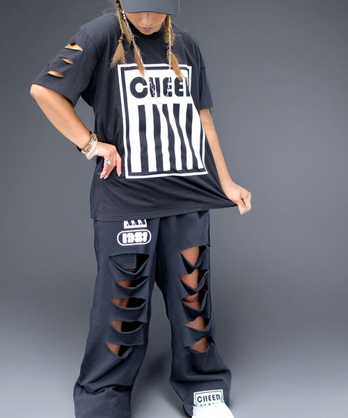 CHEER(チアー)の「ダメージ加工プリントBIGTEE(Tシャツ/カットソー・レディース・ホワイト/ブラック・L/M/S)」の4枚目の写真