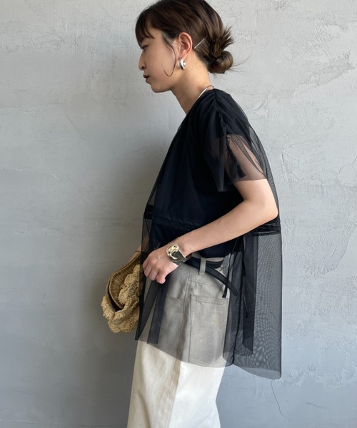 LOHEN チュールレイヤードジオメトリープリントTシャツ LASUD｜フォトプリントチュールレイヤードT | Rakuten Fashion