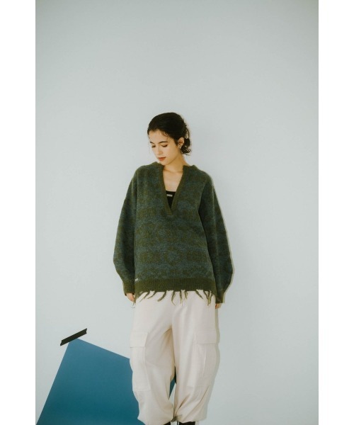 Knuth Marf（クヌースマーフ）の「vintage damage knit(unisex)（ニット/セーター・レディース・ブラック/ブルーグリーン・FREE）」の11枚目の写真