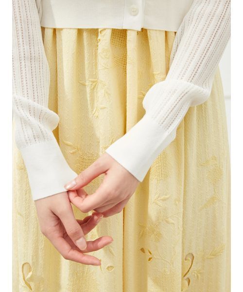 SNIDEL(スナイデル)の「シアーカーディガン(カーディガン/ボレロ・レディース・イエロー/ホワイト/ブラック/ターコイズブルー・F)」の8枚目の写真