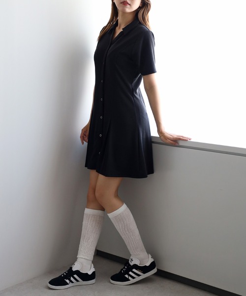 STRETA(ストレタ)の「骨格ストレート華奢見えフロントボタンポロ風ミニワンピース(ワンピース・レディース・ダークグレー/ブルー系その他/ブラック・M/MS)」の16枚目の写真