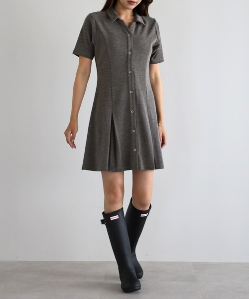 STRETA(ストレタ)の「骨格ストレート華奢見えフロントボタンポロ風ミニワンピース(ワンピース・レディース・ダークグレー/ブルー系その他/ブラック・M/MS)」の21枚目の写真