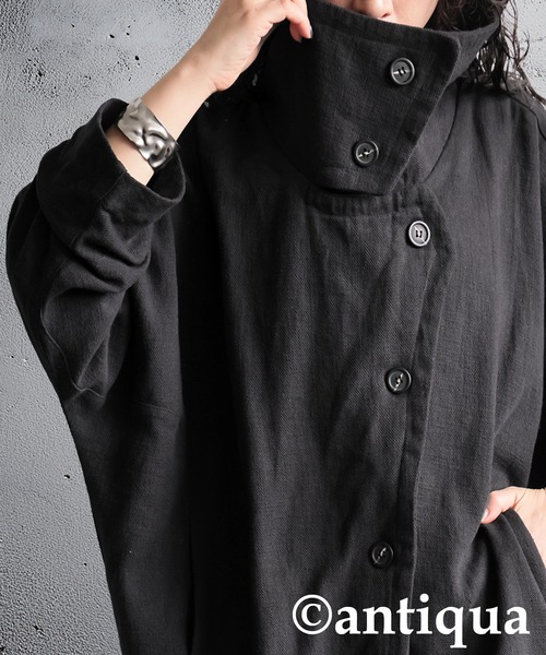 antiqua（アンティカ）の「リネンコクーンジャケット（その他アウター・レディース・ブラック/ナチュラル・ONESIZE）」の3枚目の写真