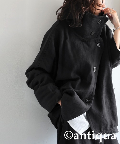 antiqua（アンティカ）の「リネンコクーンジャケット（その他アウター・レディース・ブラック/ナチュラル・ONESIZE）」の5枚目の写真