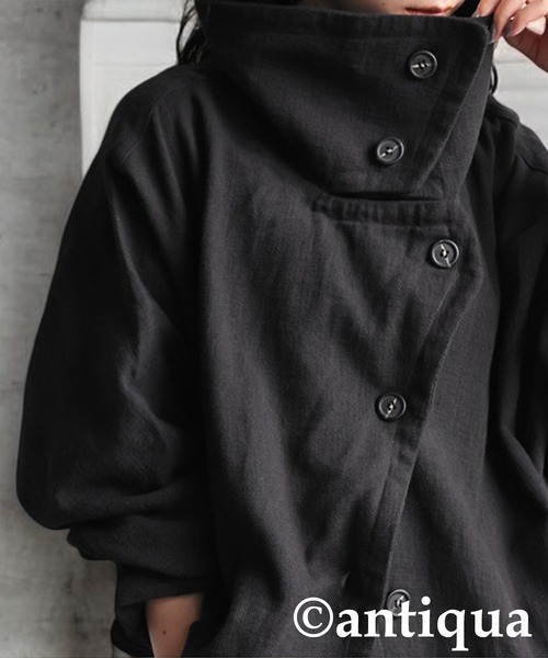 antiqua（アンティカ）の「リネンコクーンジャケット（その他アウター・レディース・ブラック/ナチュラル・ONESIZE）」の9枚目の写真