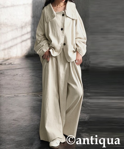 antiqua（アンティカ）の「リネンコクーンジャケット（その他アウター・レディース・ブラック/ナチュラル・ONESIZE）」の15枚目の写真