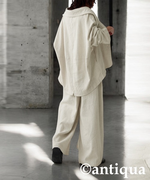 antiqua（アンティカ）の「リネンコクーンジャケット（その他アウター・レディース・ブラック/ナチュラル・ONESIZE）」の12枚目の写真